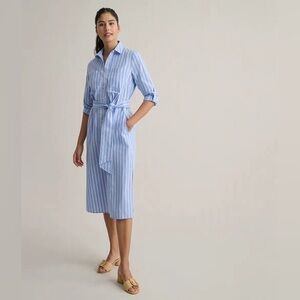 UNTUCKit Light Blue and White Striped Shirt Dress